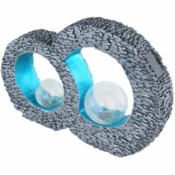 ETC-SHOP Lampadaire LED SOLAIRE Stone Optics Lampe De Jardin Boule De Verre Effet Feu Bleu Gris