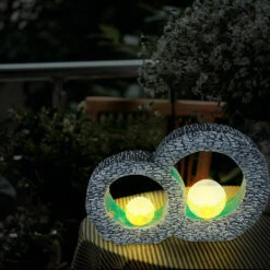 ETC-SHOP Lampadaire LED SOLAIRE Stone Optics Lampe De Jardin Boule De Verre Effet Feu Bleu Gris -Luminaire solaire Soldes 2022 30075061 3