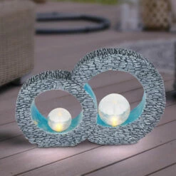 ETC-SHOP Lampadaire LED SOLAIRE Stone Optics Lampe De Jardin Boule De Verre Effet Feu Bleu Gris -Luminaire solaire Soldes 2022 30075061 5