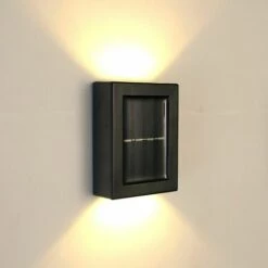 MALLOMNE Lumi��re Solaire Murale �� Lueur Haut Et Bas Lumi��re ��tanche 2 Pi��ces Jaune -Luminaire solaire Soldes 2022 30076283 3