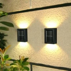 MALLOMNE Lumi��re Solaire Murale �� Lueur Haut Et Bas Lumi��re ��tanche 2 Pi��ces Jaune -Luminaire solaire Soldes 2022 30076283 4