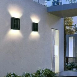 MALLOMNE Lumi��re Solaire Murale �� Lueur Haut Et Bas Lumi��re ��tanche 2 Pi��ces Jaune -Luminaire solaire Soldes 2022 30076283 5