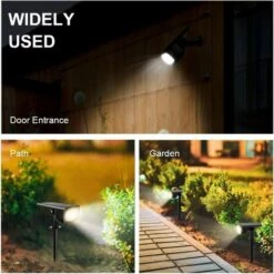 LITZEE Spot Solaire Extérieur, Projecteur Solaire 2-en-1 Installation 3 Modes Pour Chemin Patio Allée , 2 PACK 34 LEDs Lampe Solaire Extérieure Jardin Etanche, -Luminaire solaire Soldes 2022 30112560 3