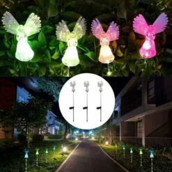 LangRay Lumière Solaire Ange, Paquet De 2 Dehors De Angel Chemin Lumières De Pieu Ailes Lumineuses Colorées Lampes Ornements De Jardin éclairage Décoratif (Paquet De 2) -Luminaire solaire Soldes 2022 30188627 3