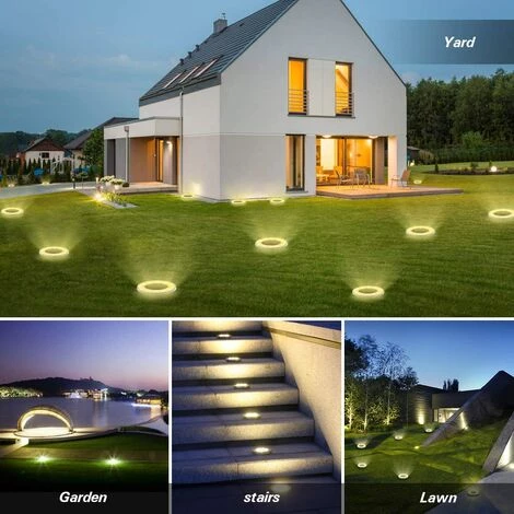 LONGZIMING LED Lampe Solaire Au Sol 4 Pack, 12 LEDs Eclairage Exterieur Solaire, Etanche IP68, Réverbère Lumières, Ensevelies Lumière Pour Chemin Jardin Terrace Cour Pelouse(Blanc Chaud) 6 LONGZIMING LED Lampe Solaire Au Sol 4 Pack, 12 LEDs Eclairage Exterieur Solaire, Etanche IP68, Réverbère Lumières, Ensevelies Lumière Pour Chemin Jardin Terrace Cour Pelouse(Blanc Chaud) – Image 4