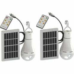 LONGZIMING LED Lampe Solaire, énergie Solaire 9W Ampoules Super Lumineuses Avec Télécommande Control-solar Camping/lumière D'urgence Pour Camping Randonnée,2 Pièces