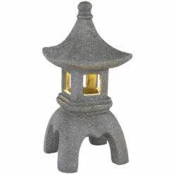 ETC-SHOP Bouddha Solaire Pour L'extérieur De La Décoration De Jardin De Pagode De Lanterne En Pierre Japonaise Lampe Solaire De Bouddha, Gris, 1x LED, Jardin -Luminaire solaire Soldes 2022 31841572 5