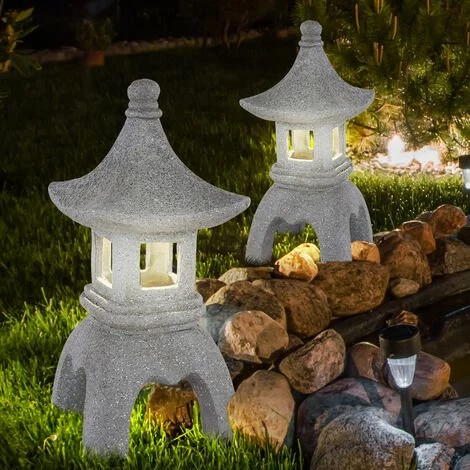 ETC-SHOP Décoration De Jardin Pagode Figurines De Lumière Solaire Lampes Solaires Pour Figurine De Décoration Extérieure, Optique En Pierre, 1x LED Blanc Chaud 3V, H 24 Cm 5 ETC-SHOP Décoration De Jardin Pagode Figurines De Lumière Solaire Lampes Solaires Pour Figurine De Décoration Extérieure, Optique En Pierre, 1x LED Blanc Chaud 3V, H 24 Cm – Image 3