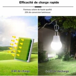 LRISHOM Systeme D'Eclairage Solaire Portable Etanche 5.5W Panneau Solaire 1W Et 2W Ampoules A Led 5000Mah Controleur Avec Chargeur De Telephone Port Compatible Avec Android / Ios / Type C -Luminaire solaire Soldes 2022 31982798 3