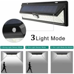MERKMAK 118 Led Lampe Solaire 1000 Lumens Applique Mural Pir Mouvement Capteur Ip65 Etanche Jardin Exterieur -Luminaire solaire Soldes 2022 32173681 4
