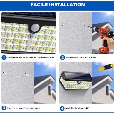 EUROPALAMP PROJECTEUR SOLAIRE DÉTECTEUR DE MOUVEMENT 266 PCS LED 2500 LUMENS 7 EUROPALAMP PROJECTEUR SOLAIRE DÉTECTEUR DE MOUVEMENT 266 PCS LED 2500 LUMENS – Image 5