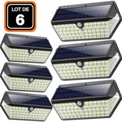 EUROPALAMP LOTE DE 6 PROYECTORES SOLARES DETECTOR DE MOVIMIENTO 266 UDS. LED 2500 LÚMENES