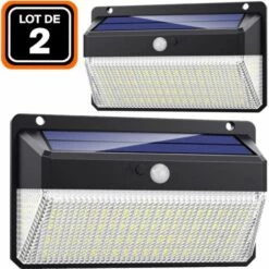 EUROPALAMP LOTE DE 2 PROYECTORES SOLARES DETECTOR DE MOVIMIENTO 228 UDS. LED 2000 LÚMENES