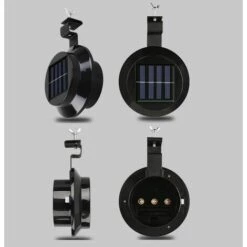 DEVENIRRICHE Lot De 6 Lampes LED à énergie Solaire Pour Gouttière, Clôture, Toit, Gouttière, Jardin, Cour, Mur, Noir -Luminaire solaire Soldes 2022 32495625 2