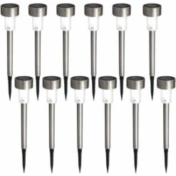B.K.Licht Set De 12 Lampes Solaires LED Pour L'extérieur I Ø55 Mm I IP44 I Allumage/extinction Automatique I Lampe De Jardin I Lampe Jardin Avec Piquet I Lampe Solaire