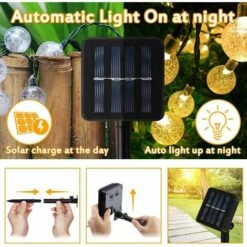 LITZEE Guirlande Solaire Extérieure 12M 100 LED Guirlande Lumineuse Blanc Chaud Avec 8 Modes & Étanche IP65 Lampe Decorative Idéal Pour Maison, Jardin, Festival, Arbre De Noël -Luminaire solaire Soldes 2022 32529794 3