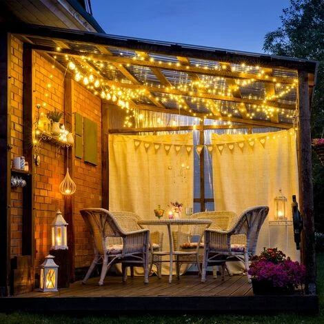 B.K.Licht Set De 2 Bandes LED Pour L'extérieur I 2x 12 M I 8 Modes D'éclairage I IP44 I 2x120 LEDs I Blanc Chaud I Détecteur De Crépuscule 5 B.K.Licht Set De 2 Bandes LED Pour L'extérieur I 2x 12 M I 8 Modes D'éclairage I IP44 I 2x120 LEDs I Blanc Chaud I Détecteur De Crépuscule – Image 3