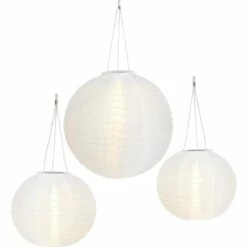 ILOVEMILAN Lot De 3 Lampions Chinois Solaires Blancs à LED Blanc Chaud