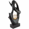 ETC-SHOP Lampe Solaire Pour Décoration De Jardin Extérieur Lampe De Terrasse Sol Extérieur Lampe Solaire Extérieur Debout, Avec Effet Flamme, Sculpture Noire, Boule De Verre Craquelé, 1x LED 3000K, LxH 25,5x45 Cm -Luminaire solaire Soldes 2022 32917776 1