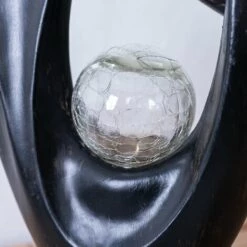 ETC-SHOP Lampe Solaire Pour Décoration De Jardin Extérieur Lampe De Terrasse Sol Extérieur Lampe Solaire Extérieur Debout, Avec Effet Flamme, Sculpture Noire, Boule De Verre Craquelé, 1x LED 3000K, LxH 25,5x45 Cm -Luminaire solaire Soldes 2022 32917776 4