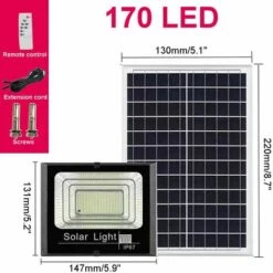 INSMA Lumière De Projection Solaire Lampe Solaire 120W 170leds 8000k 8-12 Heures Avec Telecommande -Luminaire solaire Soldes 2022 32985963 4