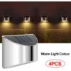 Triomphe 4 Pièces Lampe Solaire Applique Murale Solaire Extérieure En Acier Inoxydable Lumière De Clôture étanche 4LED Applique Murale De Paysage De Jardin De Cour IP65, Lumière Chaude，4 Pièces -Luminaire solaire Soldes 2022 32998315 1