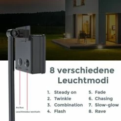 B.K.Licht Chaîne Lumineuse Solaire D'extérieur I 24 Mètres I 8 Modes D'éclairage I IP44 I 240 LED Blanc Chaud I Capteur Crépusculaire -Luminaire solaire Soldes 2022 33271105 5