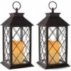 BARES Lot De 2 Lanternes à Bougies Vintage De 14 Po Avec Bougie Sans Flamme Scintillante à DEL (noir) - Lanterne à Bougie à énergie Solaire Pour L'extérieur - Lanterne Décorative Suspendue Pour Patio - Lanterne De Table -Luminaire solaire Soldes 2022 33885874 1
