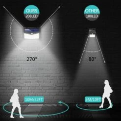 Lampes Solaires LITZEE Pour Extérieur, Lampe Solaire 208 LED Avec Détecteur De Mouvement, Applique Murale étanche Jardin 270° 3 Modes, 2 Pièces -Luminaire solaire Soldes 2022 33912908 3