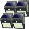 Lampes Solaires LITZEE Pour Extérieur Avec Détecteur De Mouvement, ,haute Qualité 100LED-1000Lumen? Lumière Solaire Extérieure 1200mAh Applique Murale étanche Solaire Led Détecteur De Mouvement Solaire Extérieur Lumière Solaire Pour Jardin-4 Pièces -Luminaire solaire Soldes 2022 33912911 1