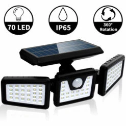 SKECTEN Lampe Solaire Extérieur Detecteur De Mouvement, 70 LEDs Luminaire Extérieur 650LM Blanc Froid, Spot Solaire Extérieur 2200mAh, LED Solaire Extérieur Étanche IP65 -Luminaire solaire Soldes 2022 34057082 5