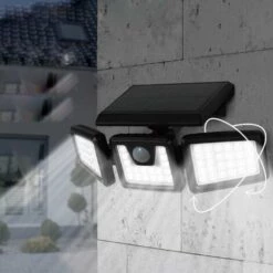 SKECTEN Projecteur Solaire Murale Lampe Solaire Exterieur Avec 3 Têtes 70 LED Détecteur De Mouvement -Luminaire solaire Soldes 2022 34057849 4