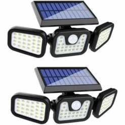 BETTERLIFE Lampe Solaire Extérieur,(pack De 2) 74 LED, étanche IP65, éclairage Grand Angle 360 °, Lumière Solaire Avec Détecteur De Mouvement, Pour Jardin, Entrée