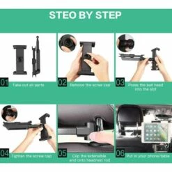 ABCRITAL Appuie-Tête De Voiture De Support De Tablette, Support D'Appui-Tête De Voiture Extensible Universel Compatible Avec 4,7-12,9 Pouces -Luminaire solaire Soldes 2022 34149383 4