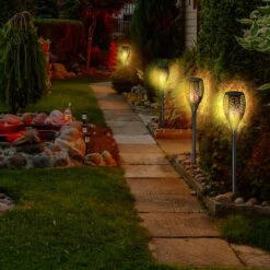 MONZANA Lampes Extérieur Solaires Led Avec / Sans USB Effet Flamme Lampes Solaires Jardin Extérieur 2 Pcs Set (en) -Luminaire solaire Soldes 2022 34540176 3