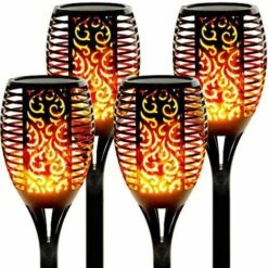 BARES Lampe Flamme Solaire étanches IP65 Torche De Jardin Lumières Solaire De Flammes Exterieur Décoration Pour Jardin Patio Chemins(4 Pack) - Lampes Solaires
