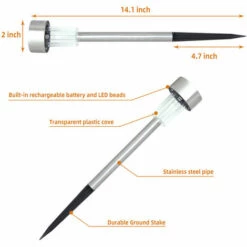 TALKEACH 24pcs 5W Haute Luminosité LED Lampes à Gazon à énergie Solaire Avec Abat-jour Blanc Et Argent -Luminaire solaire Soldes 2022 35010459 3