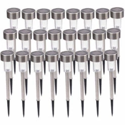 TALKEACH 24pcs 5W Haute Luminosité LED Lampes à Gazon à énergie Solaire Avec Abat-jour Blanc Et Argent -Luminaire solaire Soldes 2022 35010459 4