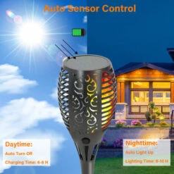 TODECO Lumières Flamme Solaire, IP65 étanche Torche Solaire Flammes Lampe, Sécurité Flamme Solaire Pour Jardin Auto ON/OFF 4 Pcs -Luminaire solaire Soldes 2022 35074828 3