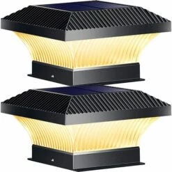 THSINDE Lampes Solaires Extérieures Pour Poteaux, 3 Modes 28 Lampes Solaires Pour Poteaux De Clôture à LED, Adaptées Aux Poteaux En Bois 3,5x3,5, 4x4, 5x5 Et 6x6, Lumières De Poteaux De Décoration De Jardin Solaires Extérieurs étanches IP65 (2 Pièces)