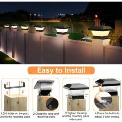 THSINDE Lampes Solaires Extérieures Pour Poteaux, 3 Modes 28 Lampes Solaires Pour Poteaux De Clôture à LED, Adaptées Aux Poteaux En Bois 3,5x3,5, 4x4, 5x5 Et 6x6, Lumières De Poteaux De Décoration De Jardin Solaires Extérieurs étanches IP65 (2 Pièces) -Luminaire solaire Soldes 2022 35099577 3