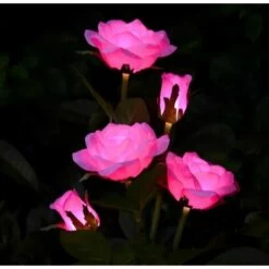 AIDUCHO Lampes Solaires à LED En Forme De Roses Artificielles Pour Extérieur, Décoration De Jardin, Cour, Patio, Tombe, Cimetière, Balcon, Décoration De Noël – Rose -Luminaire solaire Soldes 2022 35477668 3