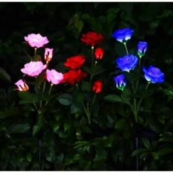 AIDUCHO Lampes Solaires à LED En Forme De Roses Artificielles Pour Extérieur, Décoration De Jardin, Cour, Patio, Tombe, Cimetière, Balcon, Décoration De Noël – Rose -Luminaire solaire Soldes 2022 35477668 4