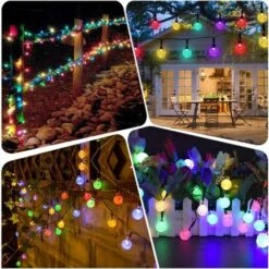 PERLE RARE Guirlande Lumineuse Solaire Extérieure Guirlande Lumineuse De Décoration Intérieure étanche, Convient Pour Jardin, Famille, Fête, Terrasse, Terrasse, Mariage, Couleur Solaire, 8 Fonctions, 12 Mètres, 100 Lumières -Luminaire solaire Soldes 2022 35550653 4