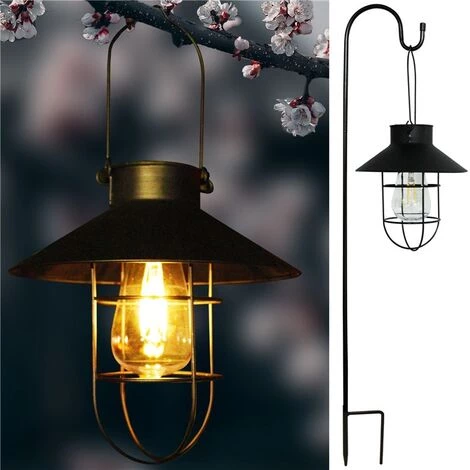 DONTODENT Lanterne Solaire à Suspendre Avec Crochet, Lampe Solaire LED Vintage Avec Blanc Chaud, Cage En Acier, étanche, Pour Jardin, Cour, Patio, Clôture, Décoration – Bronze 4 DONTODENT Lanterne Solaire à Suspendre Avec Crochet, Lampe Solaire LED Vintage Avec Blanc Chaud, Cage En Acier, étanche, Pour Jardin, Cour, Patio, Clôture, Décoration – Bronze – Image 2
