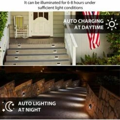 DONTODENT Pack De 12 Lumières Solaires Pour Marches, 3 Lumières D'escalier Solaires à LED, éclairage De Clôture Extérieure En Acier Inoxydable étanche à L'eau Pour Escalier/patio/porche/chemin/allée/jardin-(Blanc Froid) -Luminaire solaire Soldes 2022 35872670 4