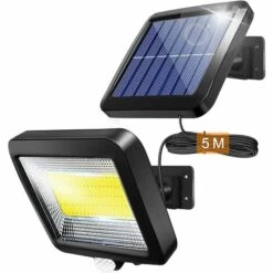 Kueatily Lampe Solaire Extérieur Avec Détecteur De Mouvements Infrarouge, 100COB Projecteur LED Extérieur Avec Detecteur, Eclairage De Sécurité, 500LM étanche IP65, Pour Jardin, Entrep?t, Entrée