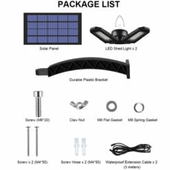 HAPPYSHOPPING Lampe De Garage A LED Solaire Pour L'interieur 120 LED Lampes Suspendues A LED Deformables Avec Panneau Solaire Etanche IP65 Lampe De Plafond A LED Rechargeable A Eclairage Automatique Lampes De Securite Suspendues Pour Lieux Interieurs Magasin De Porte D -Luminaire solaire Soldes 2022 36820491 3