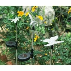 BARES Lot De 3 Lampes Solaires De Jardin En Forme De Papillon, Colibri, Libellule, LED à énergie Solaire, Multicolore -Luminaire solaire Soldes 2022 36823263 5