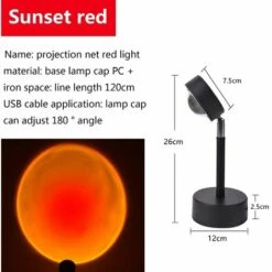 BRIDAY Lampe De Coucher Du Soleil, Lampe De Projection De Coucher De Soleil à Rotation à 90 Degrés, Lumière Rouge De Réseau Avec Support De Sol Moderne USB, Veilleuse De Salon, Décor De Chambre à Coucher, Rouge Coucher De Soleil (rotation De 180 °) -Luminaire solaire Soldes 2022 37006528 3